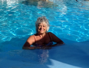 gabrielle in the pool in Gran Canaria